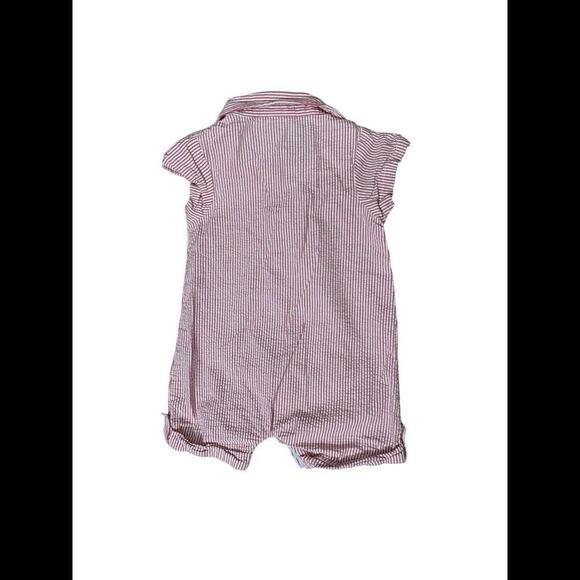 Starting Out Seersucker  Red White Baby Shortall Romper Summer Anchor 12mo K72 - Picture 2 of 3